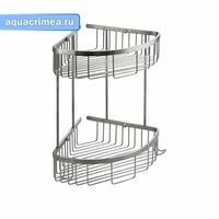 Полочка 22см двойная угловая овальная, решетка АНТИВАНДАЛЬНАЯ из нерж стали марки SUS 304